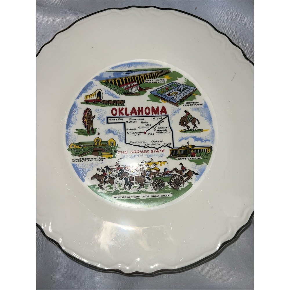 Vintage 1960's Oklahoma Collectible/Souvenir Ceramic Plate